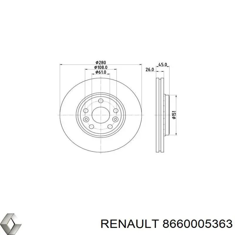 Comprar 8660005363 Renault (RVI) Freno de disco delantero