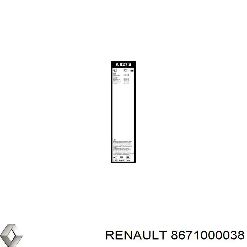 Escobilla del limpiaparabrisas del lado del conductor Renault (RVI) 8671000038 precio, desde 12,23 EUR
