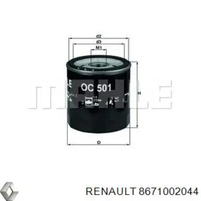 Filtro de aceite 8671002044 Renault (RVI)