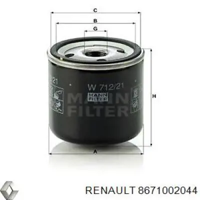 8671002044 Renault (RVI) Filtro aceite