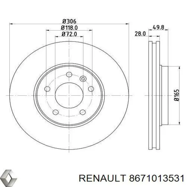 8671013531 Renault (RVI) disco de freno delantero