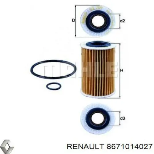 8671014027 Renault (RVI) filtro de aceite