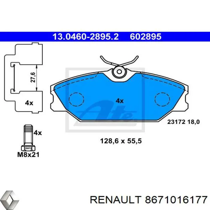8671016177 Renault (RVI) pastillas de freno delanteras