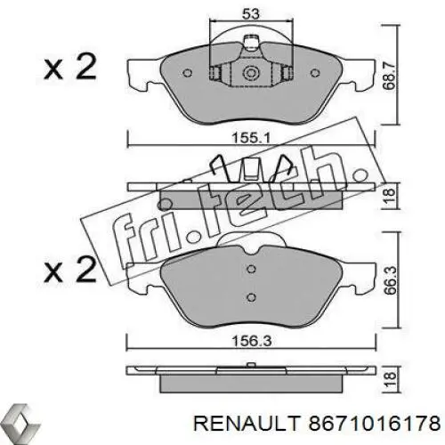 8671016178 Renault (RVI) pastillas de freno delanteras