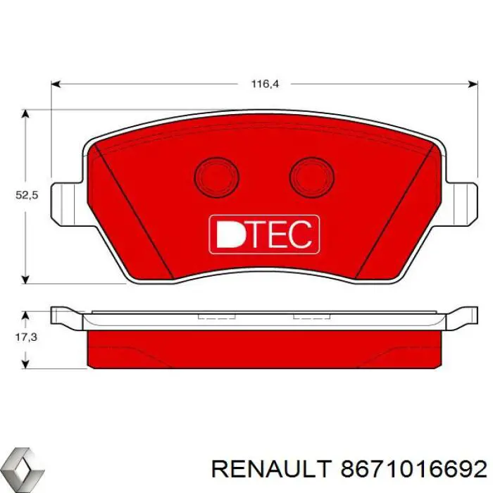 Comprar 8671016692 Renault (RVI) Pastillas delanteras de freno
