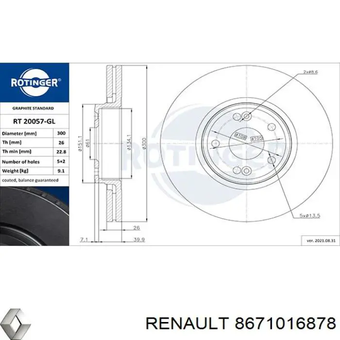Comprar 8671016878 Renault (RVI) Freno de disco delantero