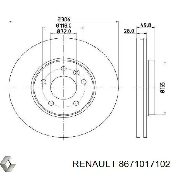 Freno de disco delantero Renault Trafic 2 FL