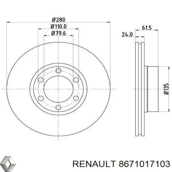 8671017103 Renault (RVI) disco de freno delantero