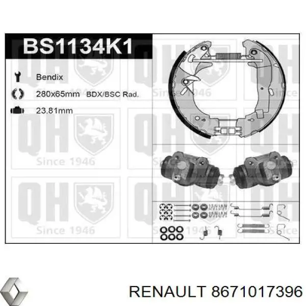 8671017396 Renault (RVI) kit de frenos de tambor, con cilindros, completo