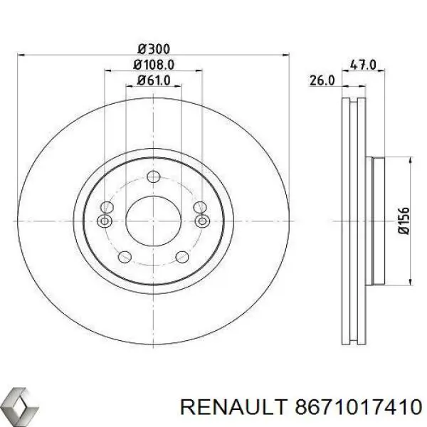 8671017410 Renault (RVI) disco de freno delantero