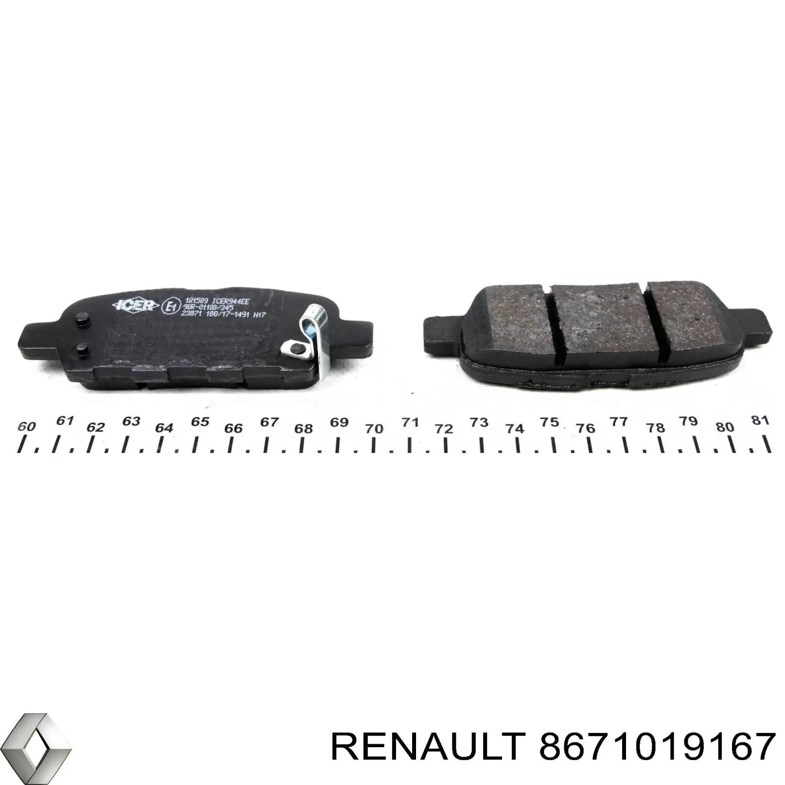 8671019167 Renault (RVI) pastillas de freno traseras