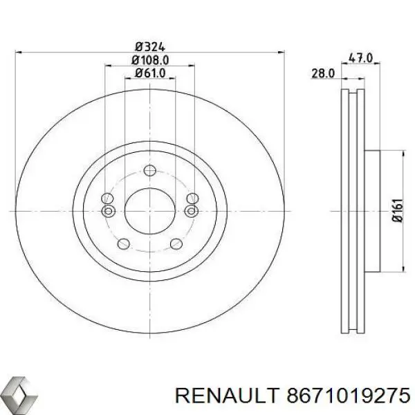 Freno de disco delantero Renault Espace 4 JK0