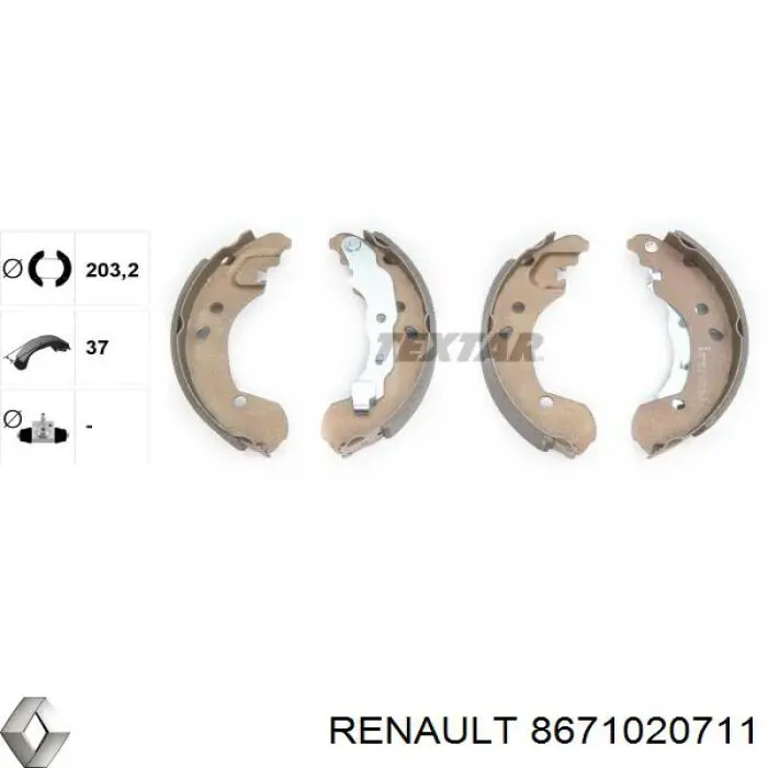 8671020711 Renault (RVI) zapatas de frenos de tambor traseras