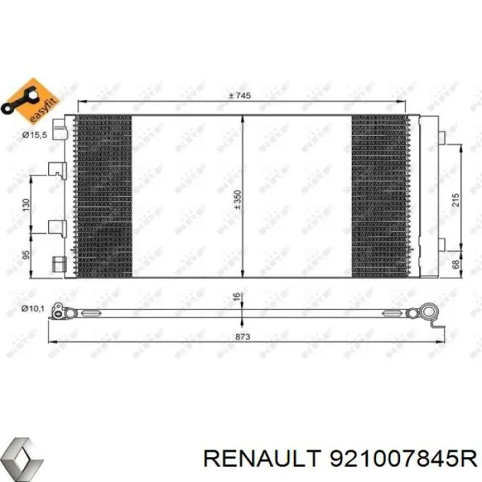 921007845R Renault (RVI) condensador aire acondicionado