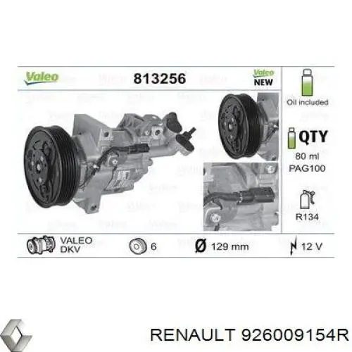 926009154R Renault (RVI) compresor de aire acondicionado