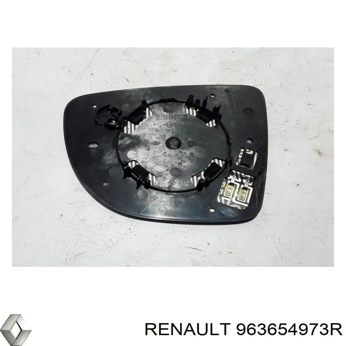 963654973R Renault (RVI) cristal de espejo retrovisor exterior derecho