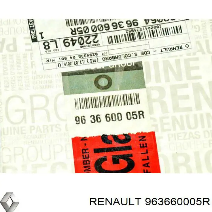 Cristal de espejo retrovisor exterior izquierdo 963660005R Renault (RVI)