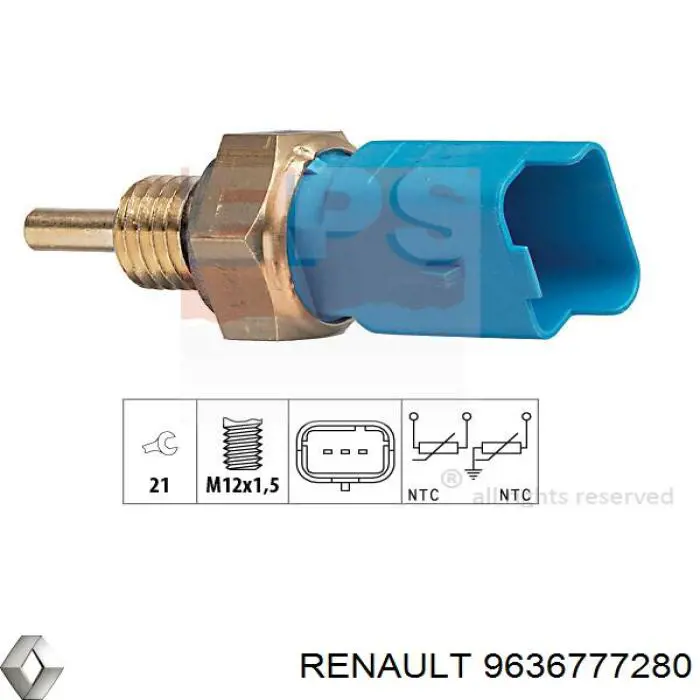 Comprar 9636777280 Renault (RVI) Sensor de temperatura de agua