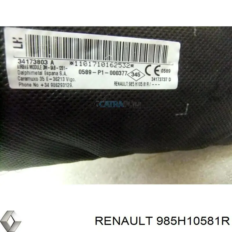 985H10581R Renault (RVI) Airbag de respaldo del asiento izquierdo