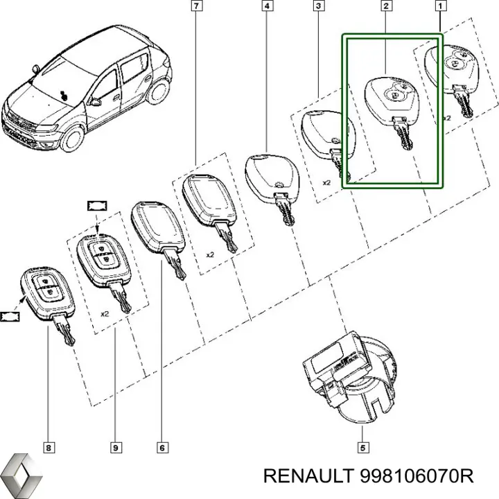 Comprar 998106070R Renault (RVI) Llave de encendido