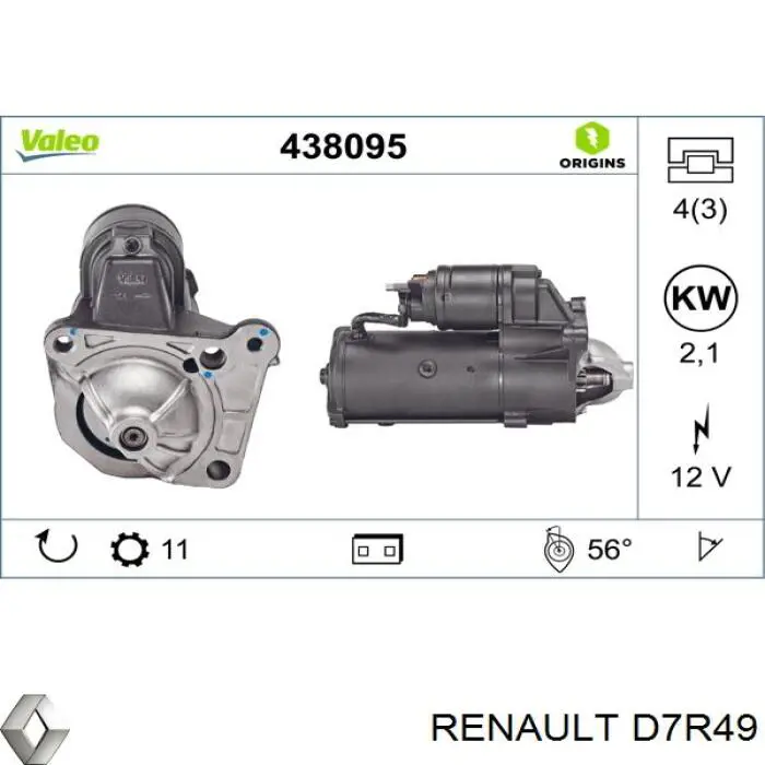 Arrancador Renault (RVI) D7R49