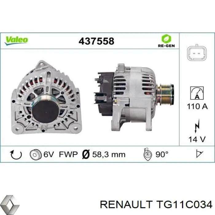 TG11C034 Renault (RVI) Alternador de coche