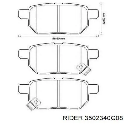 3502340-G08 Rider pastillas de freno traseras