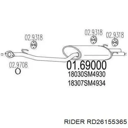 RD26155365 Rider Buje de rueda trasero