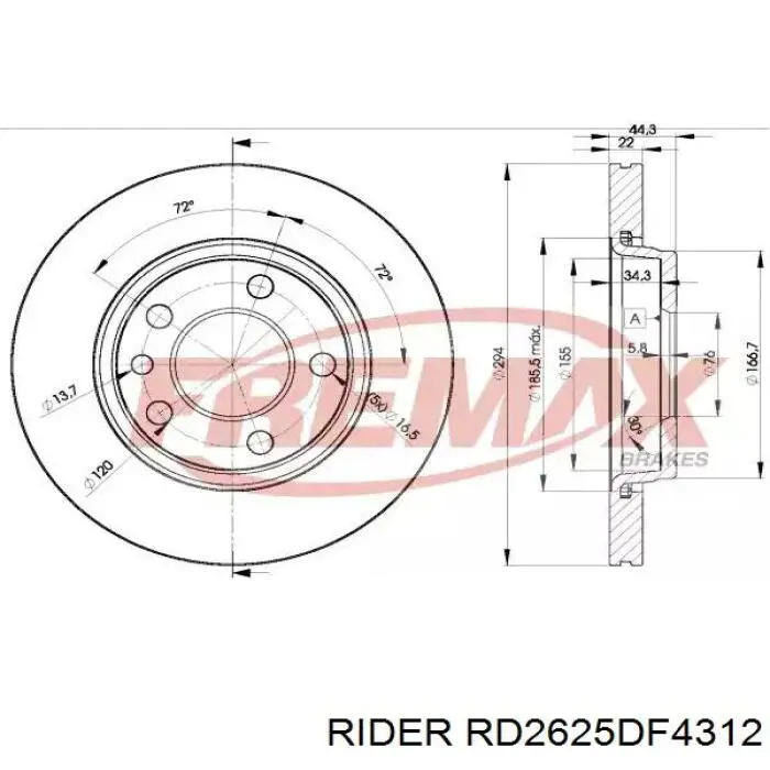 RD2625DF4312 Rider Freno de disco trasero