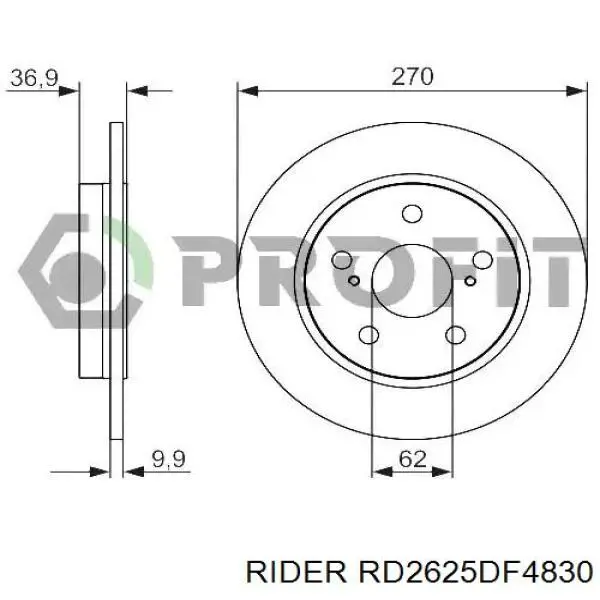Disco de freno trasero Toyota Auris E15