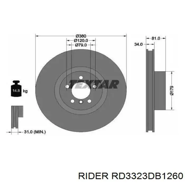 RD3323DB1260 Rider pastillas de freno delanteras