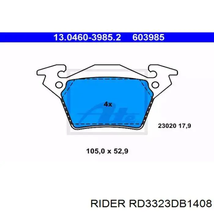 RD3323DB1408 Rider pastillas de freno traseras