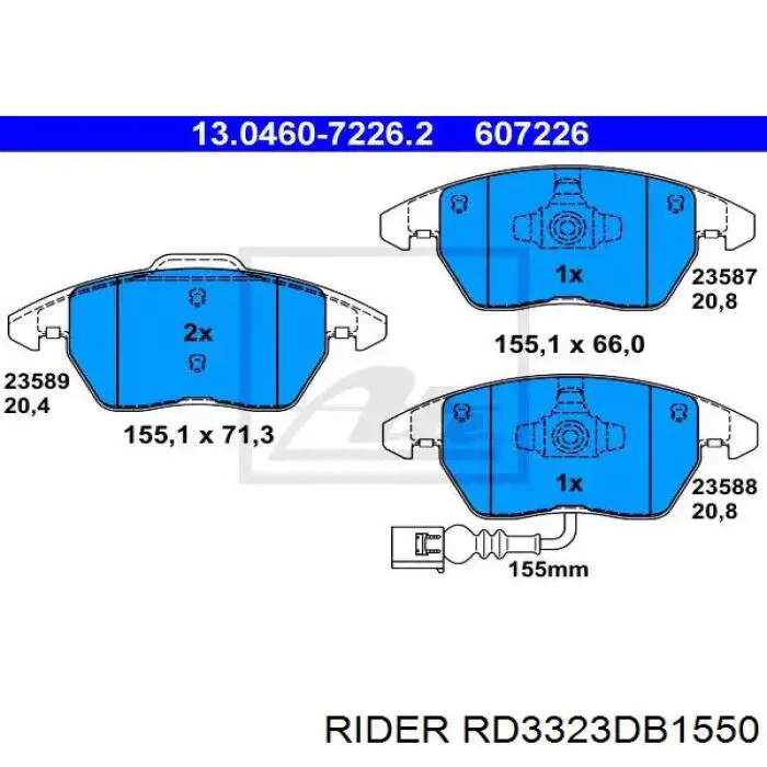 RD3323DB1550 Rider pastillas de freno delanteras