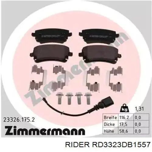RD3323DB1557 Rider Pastillas freno traseras