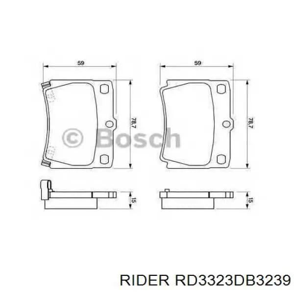 RD.3323.DB3239 Rider pastillas de freno traseras