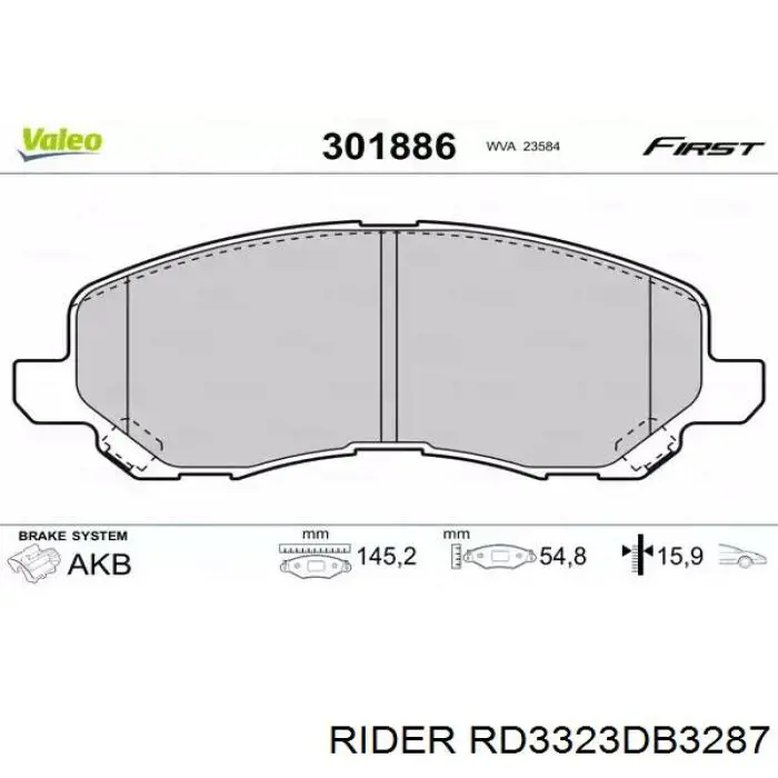 Pastillas de freno RD3323DB3287 Rider