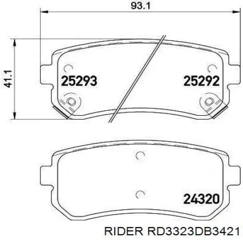 RD3323DB3421 Rider pastillas de freno traseras