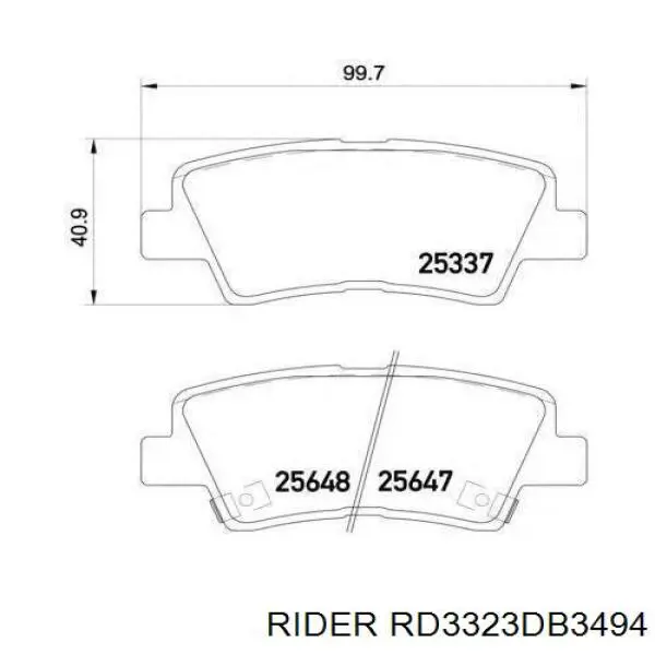 Pastillas traseras Rider RD3323DB3494