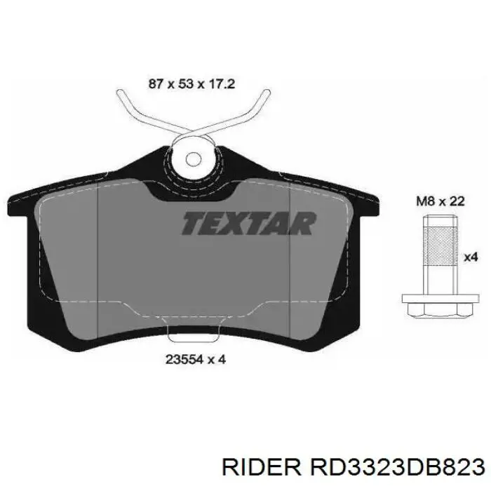 Comprar RD3323DB823 Rider Pastillas de freno traseras