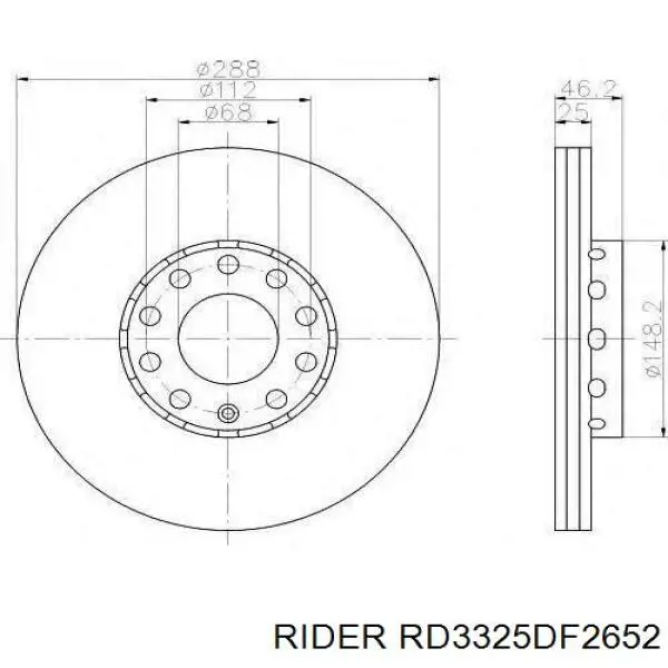 RD3325DF2652 Rider disco de freno delantero