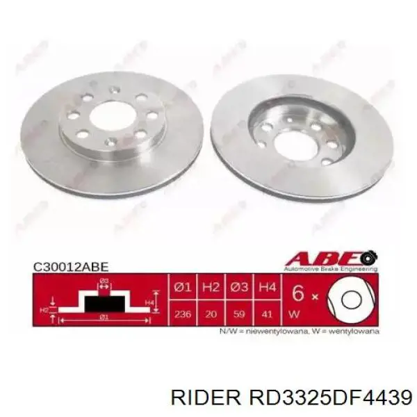 Disco de freno delantero Rider RD3325DF4439