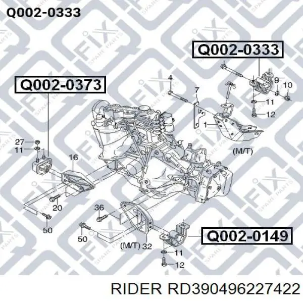 Soporte de motor trasero RD390496227422 Rider