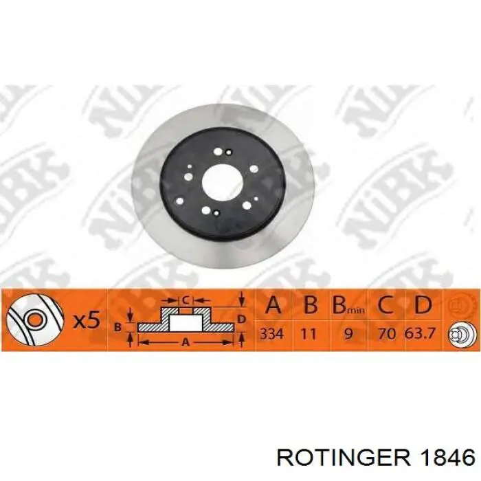 1846 Rotinger disco de freno delantero