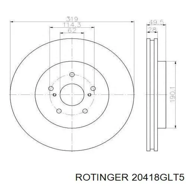 20418GLT5 Rotinger disco de freno delantero