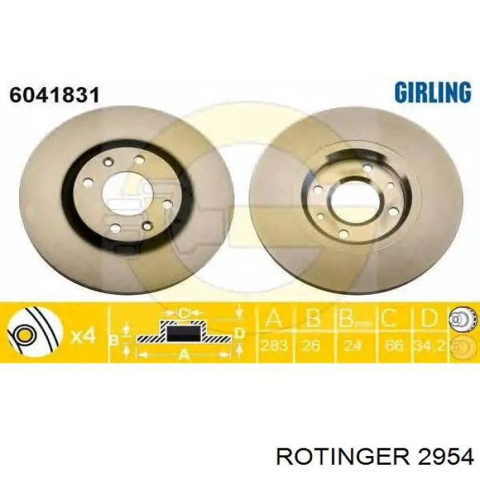 Freno de disco delantero Citroen C4 UD