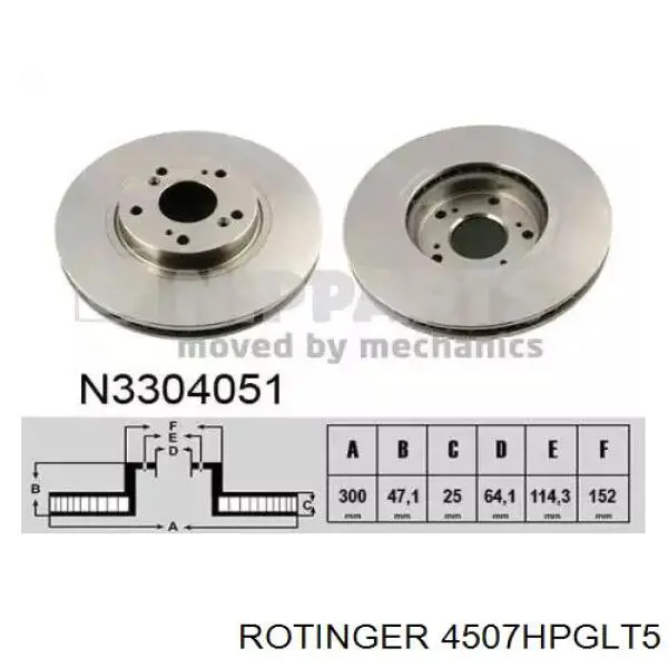 4507HPGLT5 Rotinger disco de freno delantero