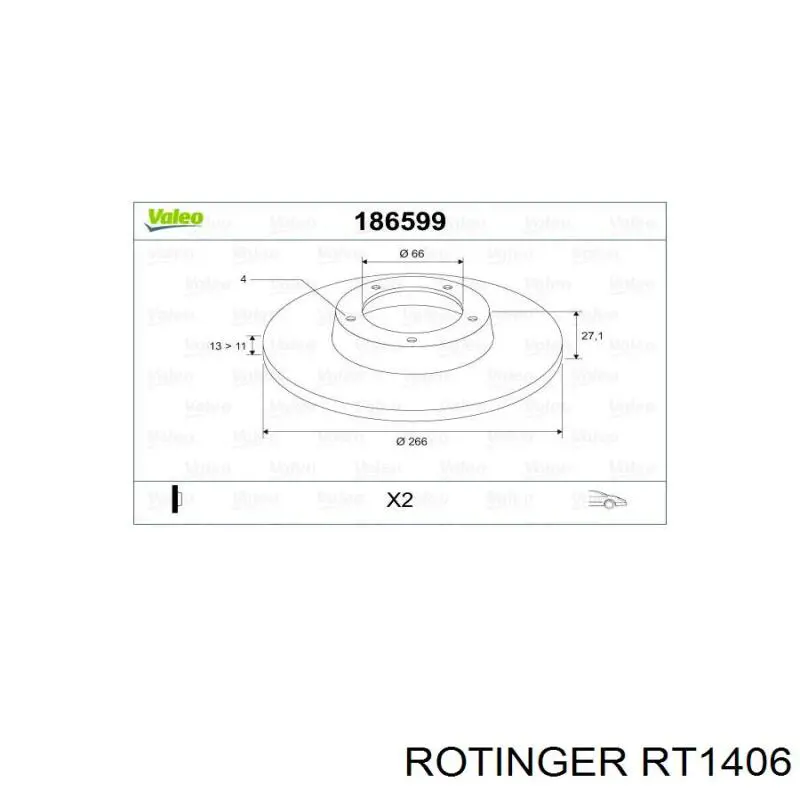 Disco de freno RT1406 Rotinger