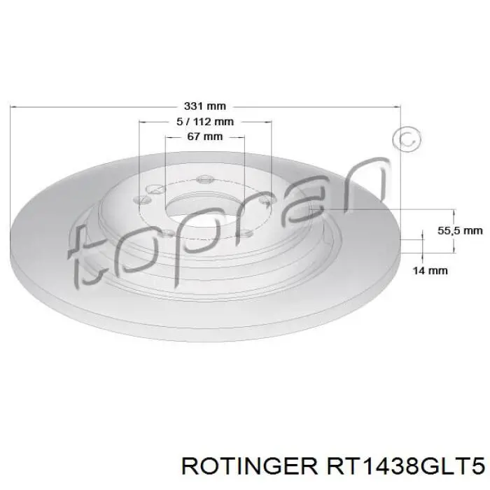 RT1438GLT5 Rotinger disco de freno trasero