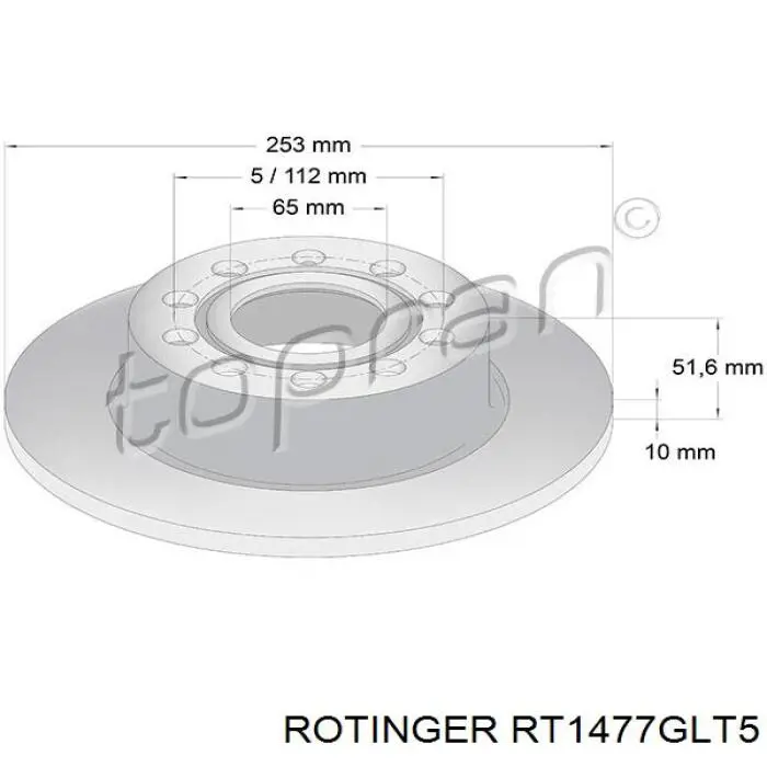 Comprar RT1477GLT5 Rotinger Disco de freno trasero