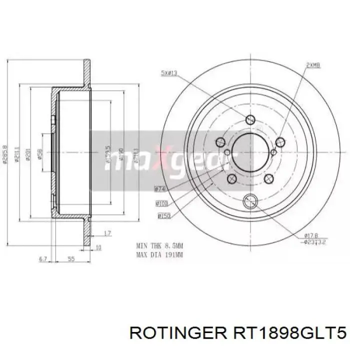 RT1898GLT5 Rotinger disco de freno trasero